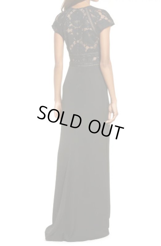 画像2: Tadashi Shoji タダシショージ  Lace & Crepe A-Line Gown ブラック (2)