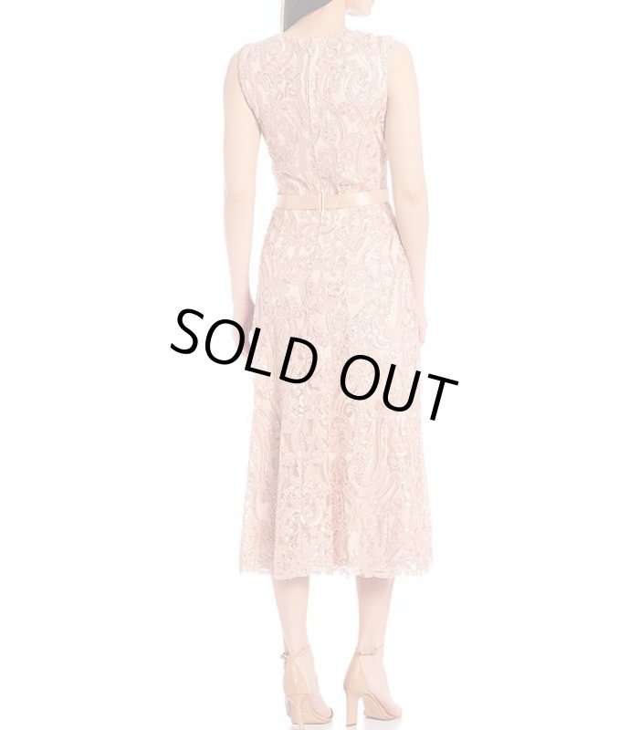 画像2: Tadashi Shoji  タダシショージ　Sequin Embroidered Corded Lace Midi Dress ピンク系 (2)