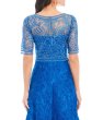 画像3: 【アンミカさん着用】Tadashi Shoji タダシショージ   Mixed Media Lace Bodice Midi Dress ブルー系 (3)