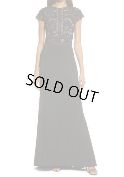 画像1: Tadashi Shoji タダシショージ  Lace & Crepe A-Line Gown ブラック (1)