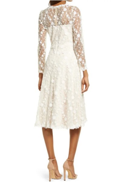 画像2: Tadashi Shoji タダシショージ 3D Flowers Lace Dress ホワイト系 (2)