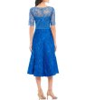 画像2: 【アンミカさん着用】Tadashi Shoji タダシショージ   Mixed Media Lace Bodice Midi Dress ブルー系 (2)