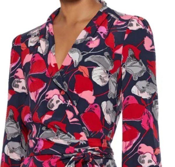 画像2: 【ドラマ使用】Diane von Furstenberg ダイアンフォンファステンバーグ Carla Two ruffled printed dress ネイビーマルチ (2)