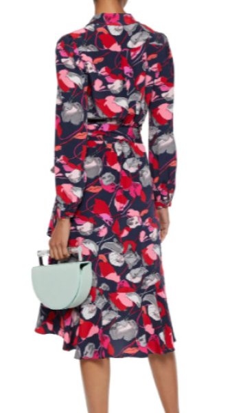 画像3: 【ドラマ使用】Diane von Furstenberg ダイアンフォンファステンバーグ Carla Two ruffled printed dress ネイビーマルチ (3)