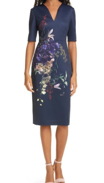 画像1: 【Amy Robach 着用】Ted Baker テッドベイカー Carvir 花柄ドレス (1)