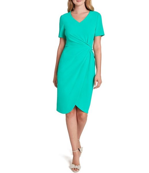 画像1: 【Hoda Kotb着用】Tahari by ASL   Knotted Tie Waist Scuba Crepe Sheath Dress (1)