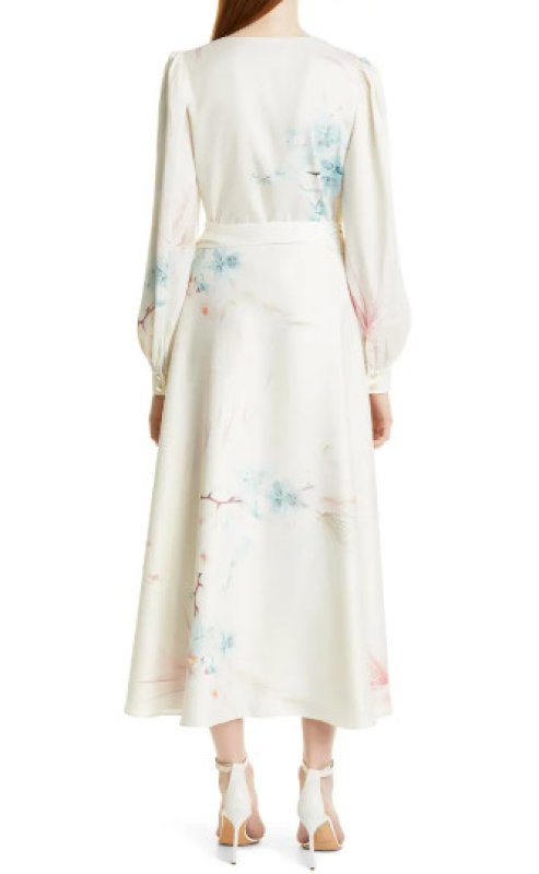 画像2: 【Carissa Loethen Culiner着用】Ted Baker テッドベイカー 花柄ロングスリーブラップドレス (2)