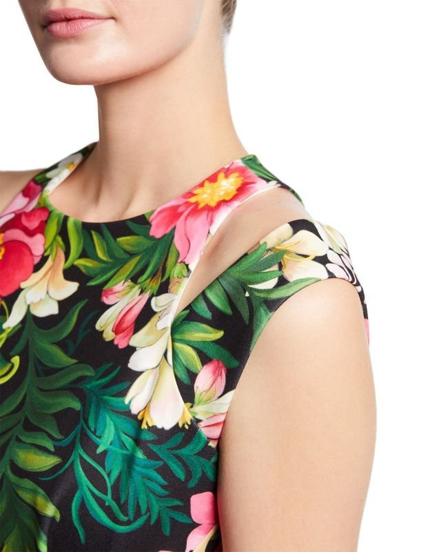 画像3: Tadashi Shoji タダシショージ  花柄カットアウトショルダードレス　ブラック、ピンク系 (3)