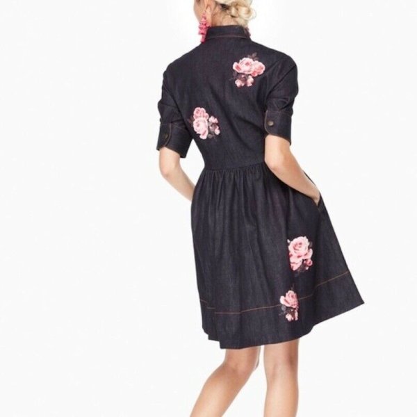 画像4: KATE SPADE New York   ケイトスペード Bloom Street Rose Denim Shirt Dress (4)