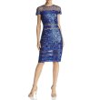 画像1: Tadashi Shoji タダシショージ  Sequined Illusion Party Cocktail Dress   ブルー (1)