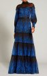 画像1: 【平祐奈さん着用】Tadashi Shoji タダシショージ  ECRIN　ペイズリー柄ロングドレス　ブラック、ブルー系 (1)