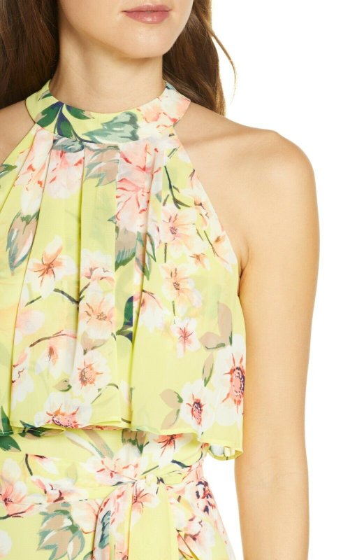 画像3: Eliza J 　花柄イエローホルターマキシドレス (3)