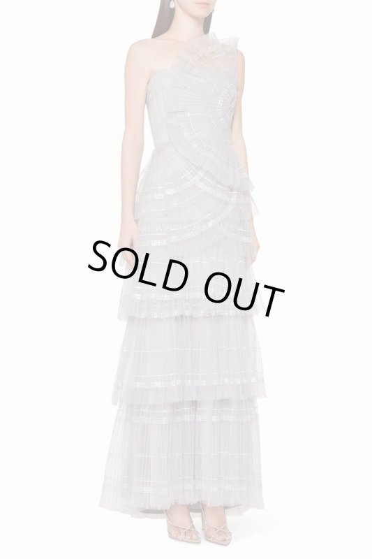 画像1: 限定セール！Tadashi Shoji タダシショージ  STEPH　チュールドレス　グレー系 (1)