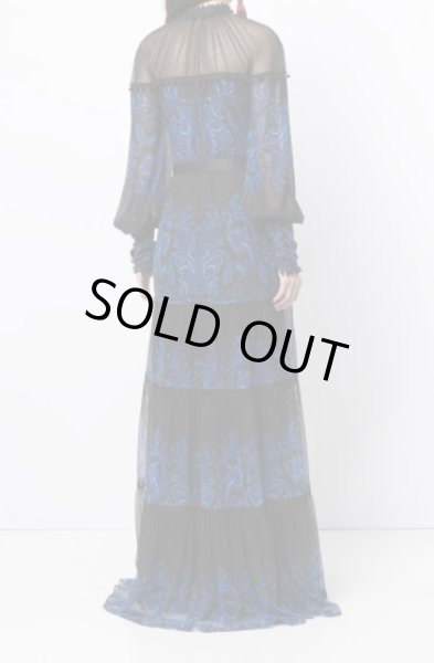 画像3: 【平祐奈さん着用】Tadashi Shoji タダシショージ  ECRIN ペイズリー柄ロングドレス ブラック、ブルー系 (3)