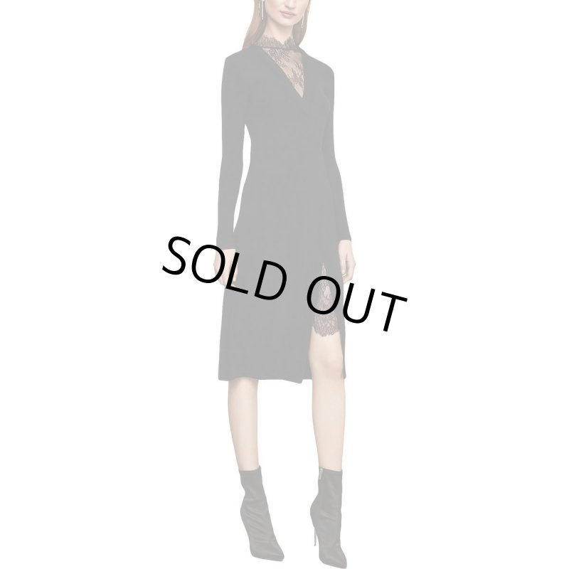 画像1: BCBGMAXAZRIA　レースパネルフェイクラップドレス (1)