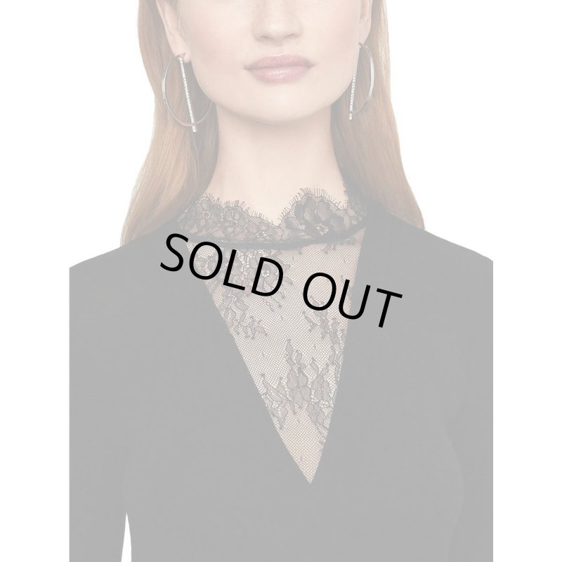 画像3: BCBGMAXAZRIA　レースパネルフェイクラップドレス (3)