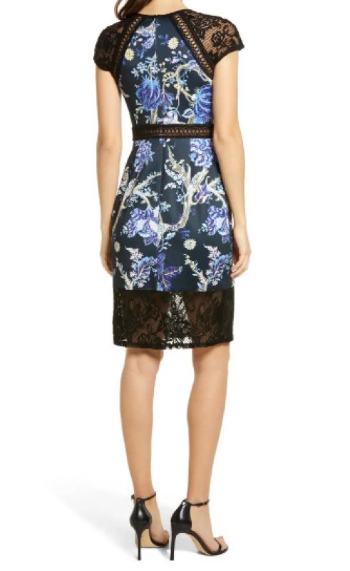 画像2: Tadashi Shoji タダシショージ   Floral Neoprene Dress ブラック系、ブルー系 (2)