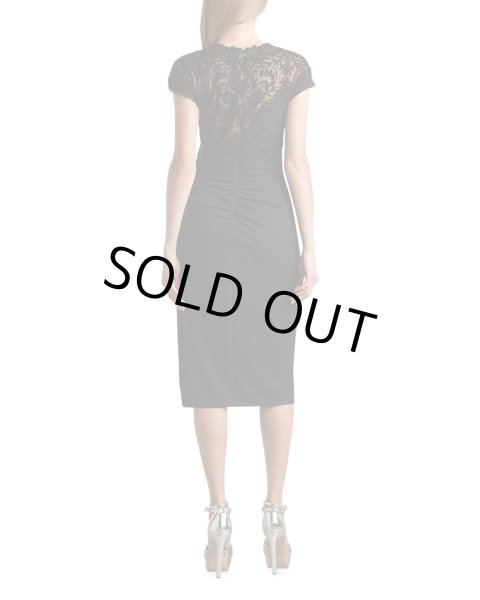 画像2: Tadashi Shoji  タダシショージ  ARUN EMBROIDERED TULLE & CREPE DRESS ブラック (2)