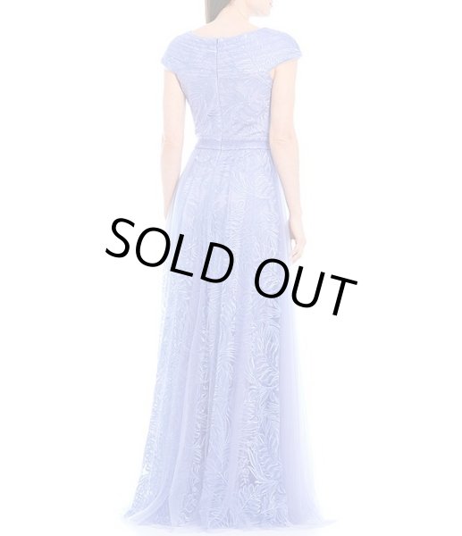 画像2: Tadashi Shoji  タダシショージ  NOUVEL リーフ刺繍チュールドレス ブルー、パープル系  (2)