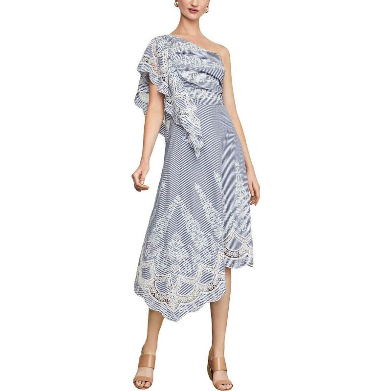 画像1: BCBGMAXAZRIA　 ワンショルダーストライプドレス (1)