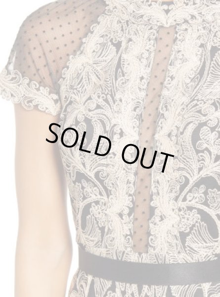 画像3: Tadashi Shoji  タダシショージ NEWTON LACE & NEOPRENE DRESS ブラック、ベージュ系 (3)