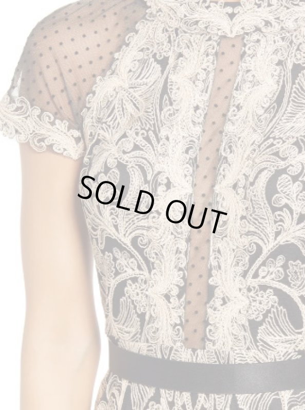 画像3: Tadashi Shoji  タダシショージ　NEWTON LACE & NEOPRENE DRESS　ブラック、ベージュ系 (3)