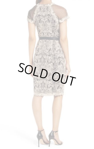 画像2: Tadashi Shoji  タダシショージ NEWTON LACE & NEOPRENE DRESS ブラック、ベージュ系 (2)