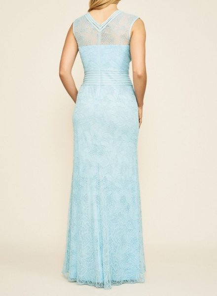 画像2: Tadashi Shoji タダシショージ Caron Sleeveless Corded Lace Gown  ブルー系 (2)