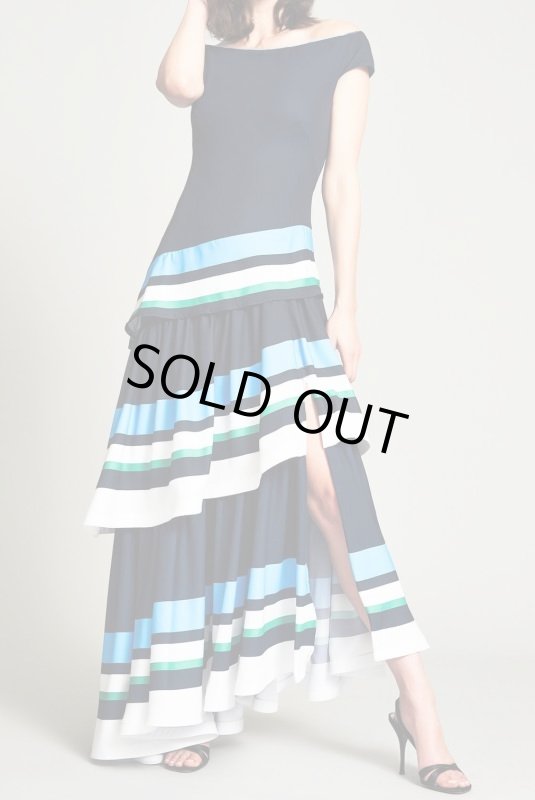 画像1: Tadashi Shoji タダシショージ  peng オフショルダードレス　ネイビー (1)