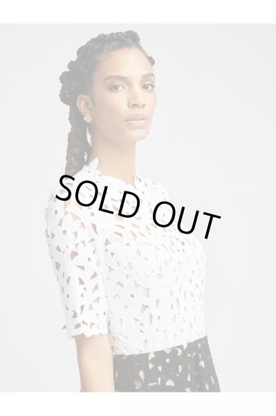 画像2: Oscar de la renta オスカーデラレンタ　Flower Guipure Lace Flare Dress (2)