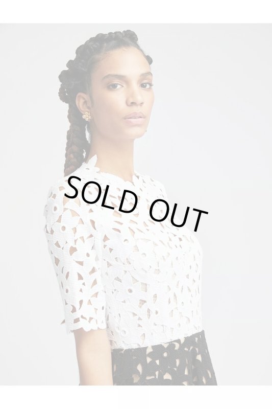 画像2: Oscar de la renta オスカーデラレンタ　Flower Guipure Lace Flare Dress (2)