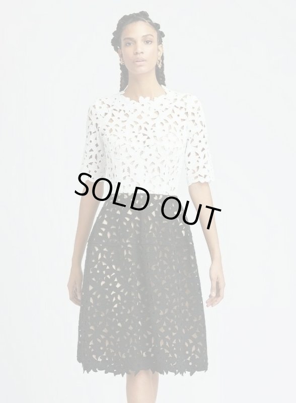 画像1: Oscar de la renta オスカーデラレンタ　Flower Guipure Lace Flare Dress (1)