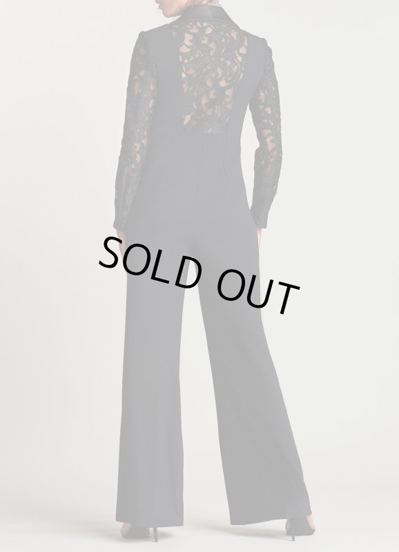 画像2: Tadashi Shoji  タダシショージ    DURU TIE SASH TUXEDO ジャンプスーツ　ブラック (2)