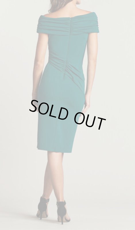 画像2: Tadashi Shoji タダシショージ   BATU DRAPED ROSE DRESS　グリーン (2)