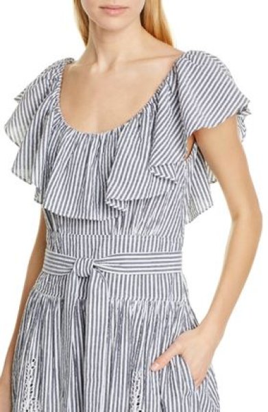 画像4: 【大政絢さん着用】Tory Burch トリーバーチ　Eyelet Embroidered ストライプドレス (4)