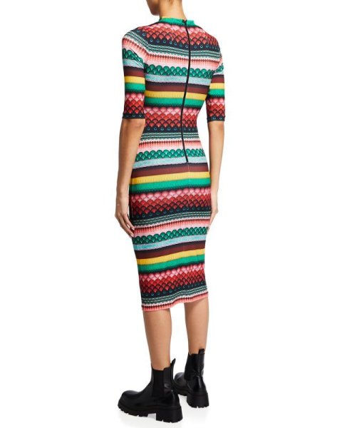 画像2: 【 パリスヒルトン愛用、TV使用】Alice + Olivia アリスアンドオリビア  Delora Fitted Mock-Neck dress   BOHO GEO (2)