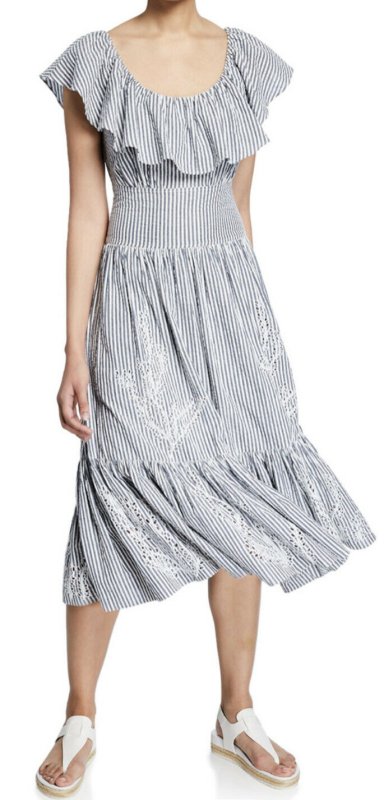 画像2: 【大政絢さん着用】Tory Burch トリーバーチ　Eyelet Embroidered ストライプドレス (2)