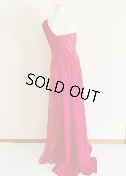 画像7: 【藤原紀香さん、高橋尚子さん着用】Tadashi Shoji   タダシショージ ワンショルダースパンコールドレス レッド系 (7)