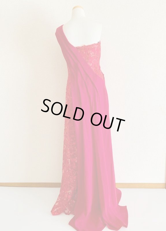 画像7: 【藤原紀香さん、高橋尚子さん着用】Tadashi Shoji   タダシショージ　ワンショルダースパンコールドレス　レッド系 (7)