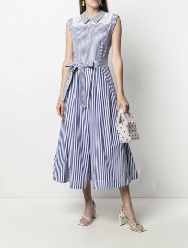 画像1: セール！Self Portrait　セルフポートレート　ストライプコットンミディドレス  07313 (1)