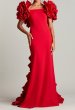 画像2: セール！Tadashi Shoji  タダシショージ  SERENAY  ラッフルタフタGOWN レッド (2)