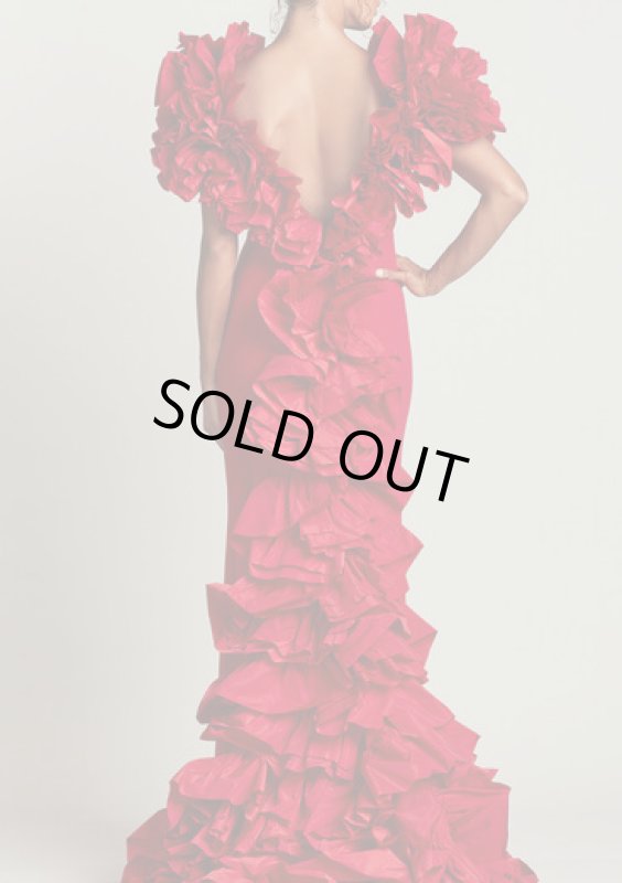 画像3: セール！Tadashi Shoji  タダシショージ  SERENAY  ラッフルタフタGOWN レッド (3)