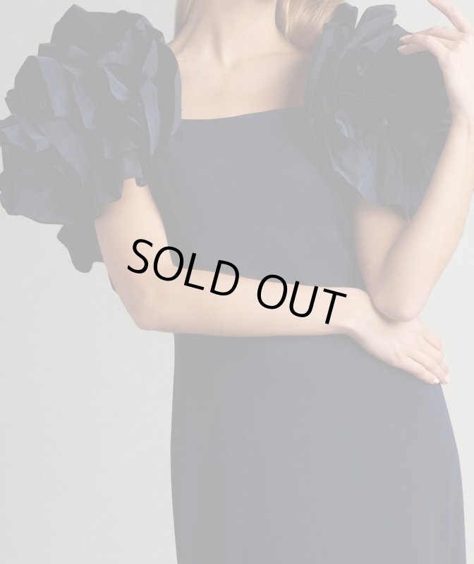 画像3: セール！Tadashi Shoji  タダシショージ  SERENAY  ラッフルタフタGOWN ネイビー (3)