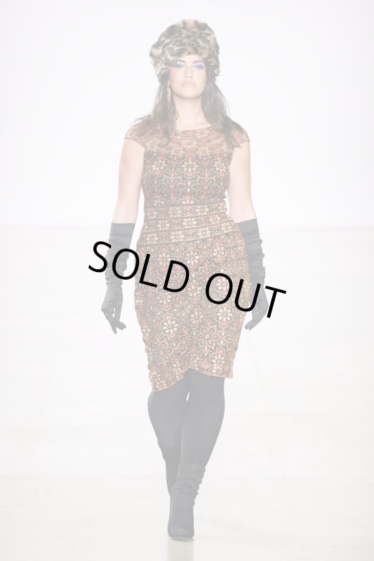 画像1: 期間限定セール！Tadashi Shoji   タダシショージ  RHAN EMBROIDERED DRESS  ブラウン系 (1)