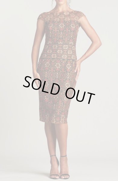 画像2: 期間限定セール!Tadashi Shoji   タダシショージ  RHAN EMBROIDERED DRESS  ブラウン系 (2)