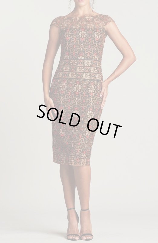 画像2: 期間限定セール！Tadashi Shoji   タダシショージ  RHAN EMBROIDERED DRESS  ブラウン系 (2)