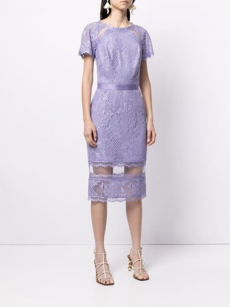 画像1: Tadashi Shoji  タダシショージ  SATOMI LACE DRESS パープル系　 (1)