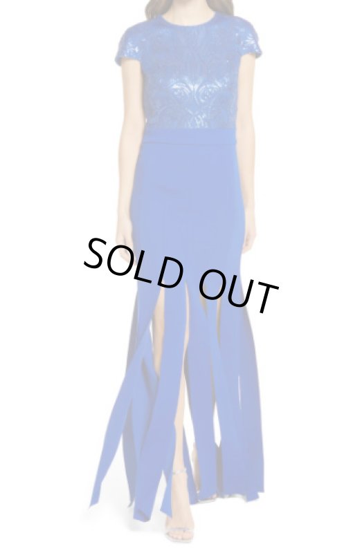 画像1: Tadashi Shoji タダシショージ   Sequin Embellished Flare Gown ブルー (1)