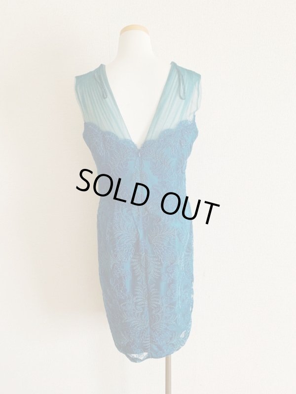 画像3: Tadashi Shoji タダシショージ   メッシュスリーブドレス　ブルー系、グリーン系　 (3)