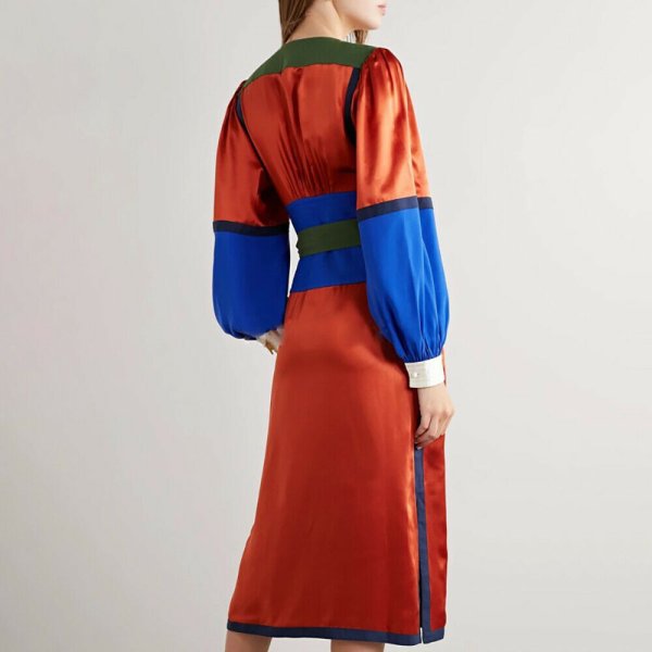 画像4: 1点のみ即発!【ドラマに衣装提供】Tory Burch トリーバーチ kola カラーブロックドレス  82201 (4)